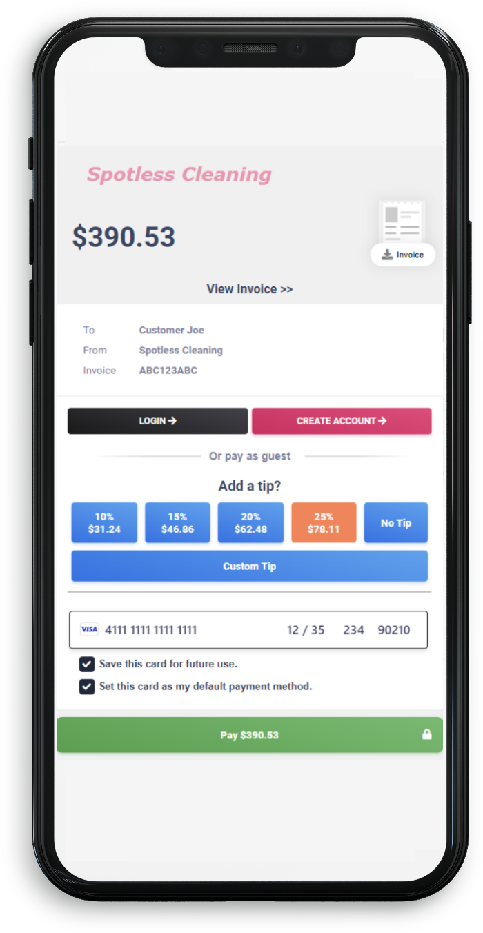 Mobile Phone Invoice Screenshot